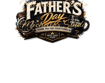 Feliz Día del Padre PNG / Diseño de Taza de Café con Reloj de Papá Héroe (Descarga Digital)