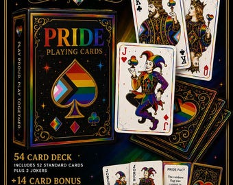 Baraja de cartas del Orgullo LGBTQ+ con diseño personalizado (descarga digital)