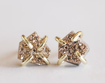 Druzy Prong - Rose Gold - JaxKelly 18K Gold-plated Jewelry - Hypoallergenic Stud Earrings