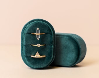 Velvet Jewelry Box - Small Oval - Teal