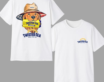 Twisted Tea Golden Retriever Patriotic Graphic T-Shirt – Dog in Hat Unisex Cotton Tee