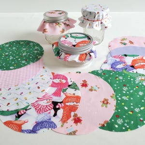 Holiday Jar Topper Sets, 12 Fabric Circles, USA Made