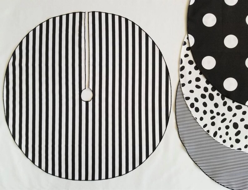 Slim Black White Tree Skirt Stripes Spots USA Made Etsy