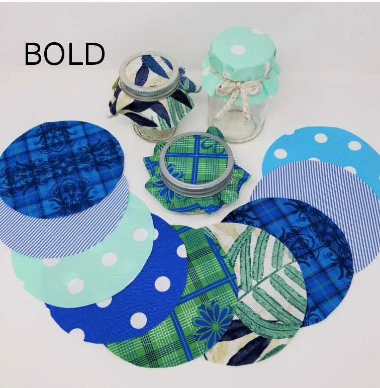 Bright Jar Topper Sets Dozen 12 Fabric Circles Etsy