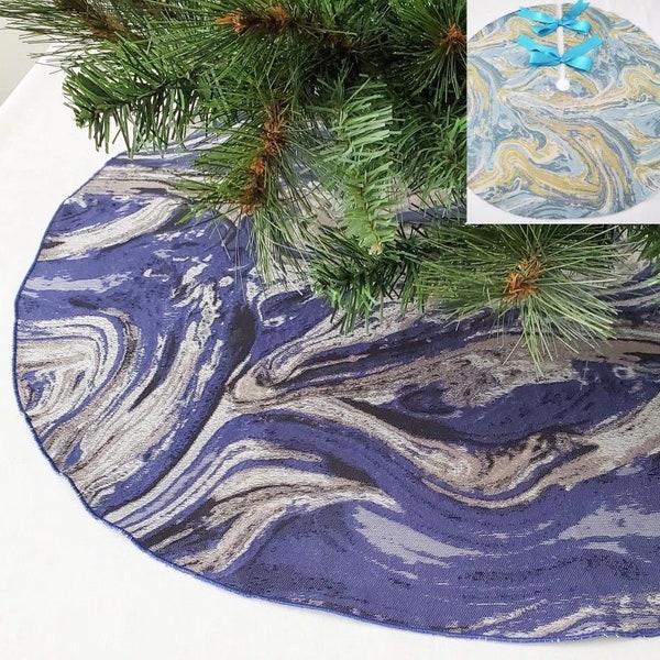Reversible Marbled Slim Tree Skirt - Handcrafted in USA
