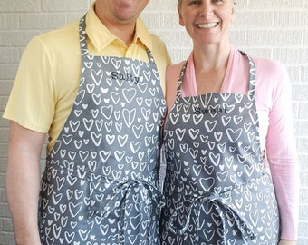 Hearts Matching Apron Set - Sweet Salty, Head Chef Taste Tester