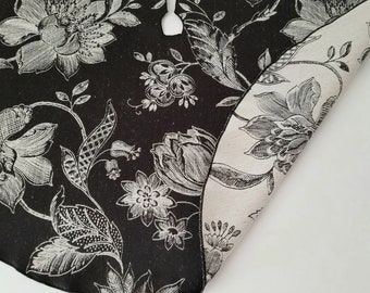 Onyx Blooms Reversible Slim Tree Skirt - Handcrafted in USA