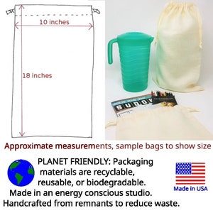 Drawstring Bag, Reusable Cloth Sack, American Made image 2