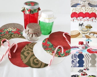 Holiday Jar Topper Sets, 12 Fabric Circles, USA Made