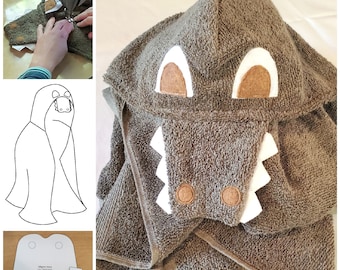 Sewing Pattern, Alligator Hooded Towel - Digital Download