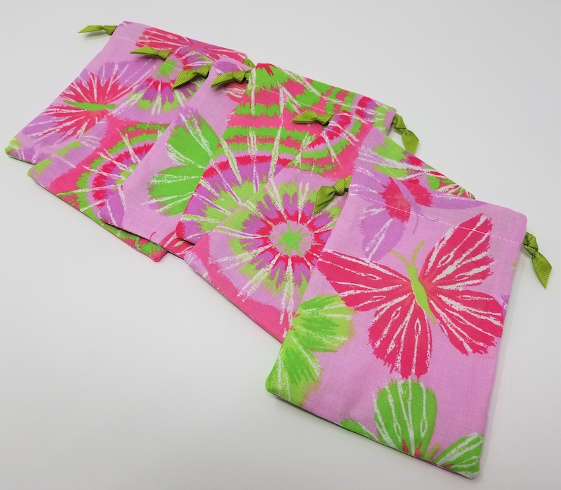 Butterfly Tie-Dye 4x6 Pink Green Favor Bag USA Made Set of Six paperless wastefree living