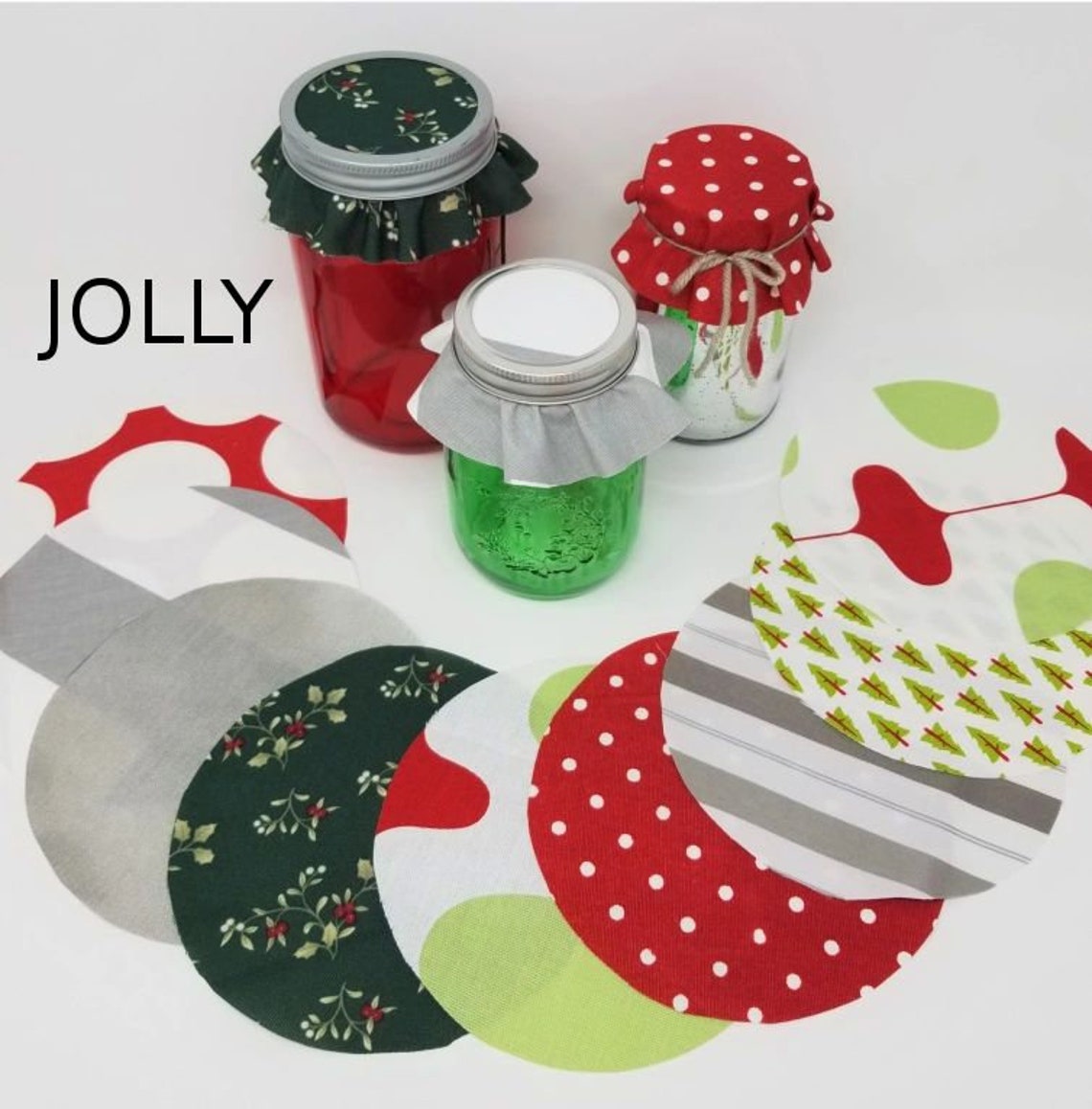 Holiday Jar Topper Sets 12 Fabric Circles USA Made Etsy