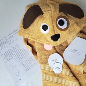 Sewing Pattern, Puppy Hooded Towel - Digital Download