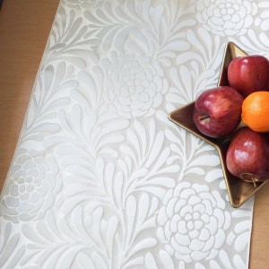 Washable Satin Runner, Ivory Floral, USA Made