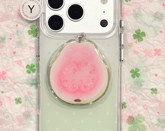 Kawaii Character Green MAGSAFE Case with Peach Grip & Charm, Y2K Green Cover iPhone 17 16 15 14 13 Pro Max, Kawaii Coquette Aesthetic Gift!!