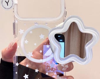Clear Kawaii Character MAGSAFE Case with Star Grip, Y2K Clear Phone Cover iPhone 17 16 15 14 13 Pro Max, Kawaii Coquette Aesthetic Gift