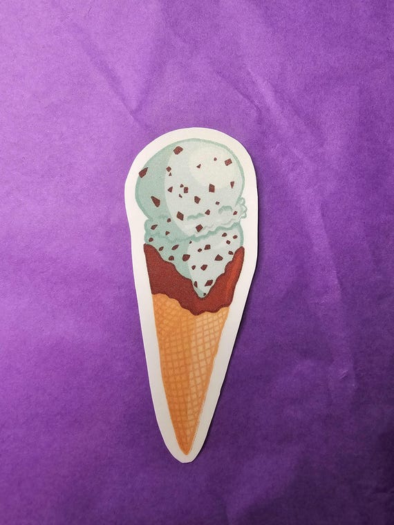 Mint Chocolate Chip Ice Cream Cone Vinyl Sticker - Etsy