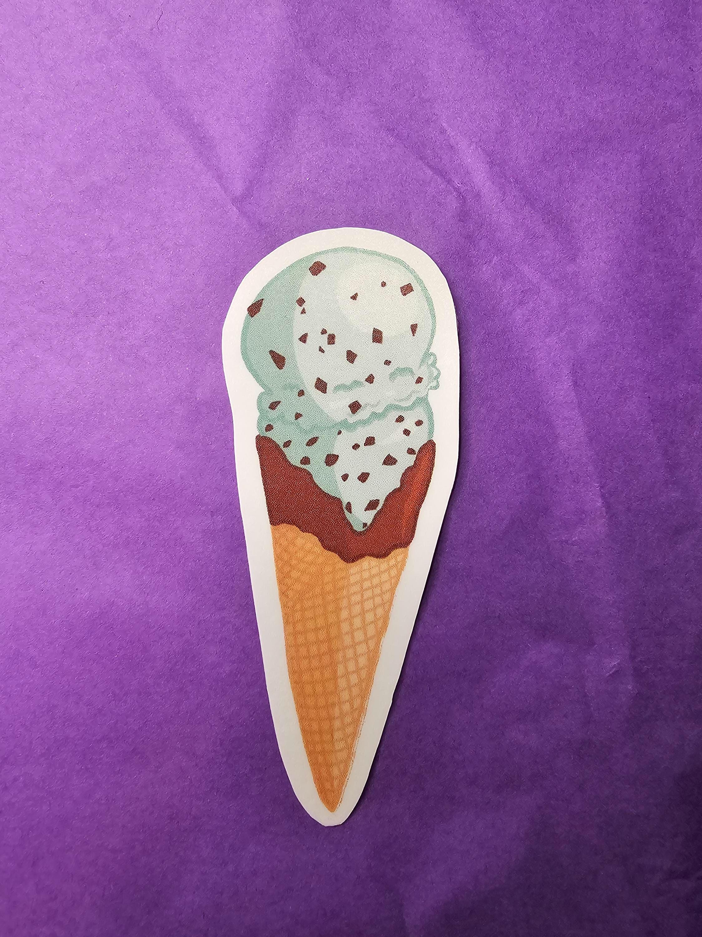 Mint Chocolate Chip Ice Cream Cone Vinyl Sticker - Etsy