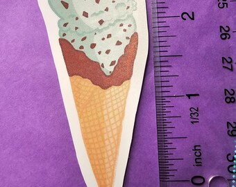 Mint Chocolate Chip Ice Cream Cone Vinyl Sticker - Etsy