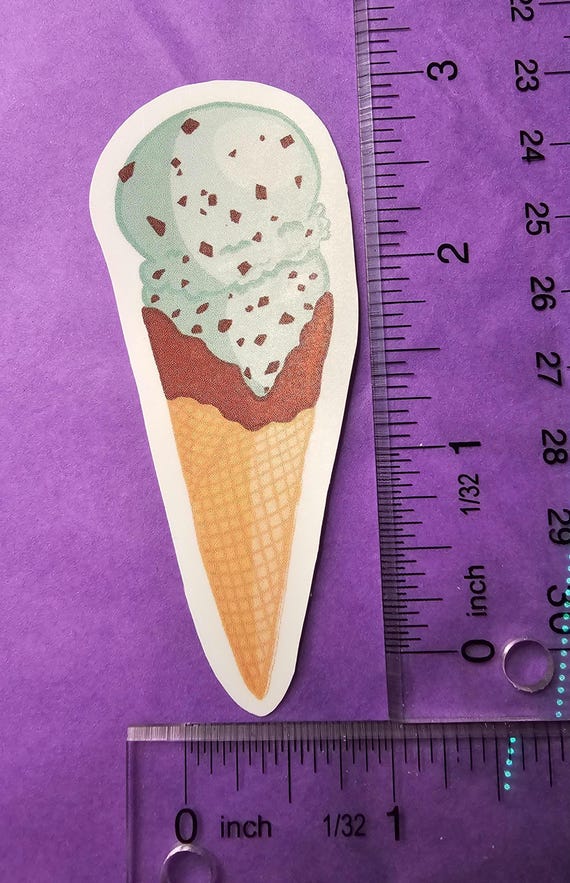 Mint Chocolate Chip Ice Cream Cone Vinyl Sticker - Etsy