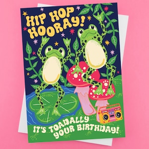 Carte de voeux d'anniversaire grenouille - hourra hip hop - toadally votre carte d'anniversaire