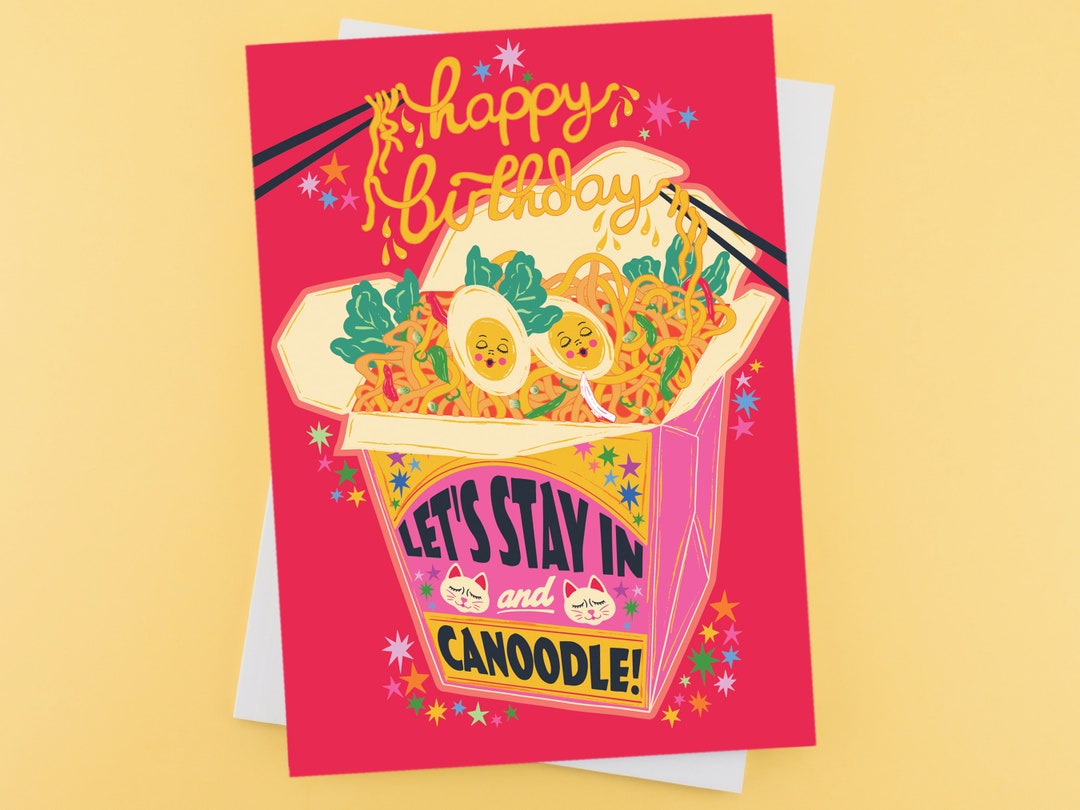 Noodle Birthday Card Let’s Stay in and Canoodle Happy - Etsy