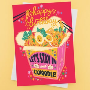 Noodle Birthday Card - Let's Stay In and Canoodle - Happy Birthday Card