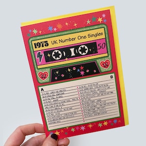 50th Birthday Greeting Card - UK Number One Chart Singles 1975 Card