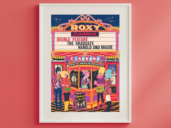 Cinema Night Poster - Retro Cinema Poster - Classic Movie Cinema Art Print - Birthday - Christmas - New Home