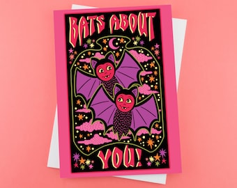 Bats About You Valentines Greeting Card - Valentines - Anniversary - Friendship
