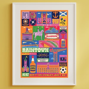 Glasgow Poster - Glasgow Scotland Art Print - Graduation - Housewarming Gift