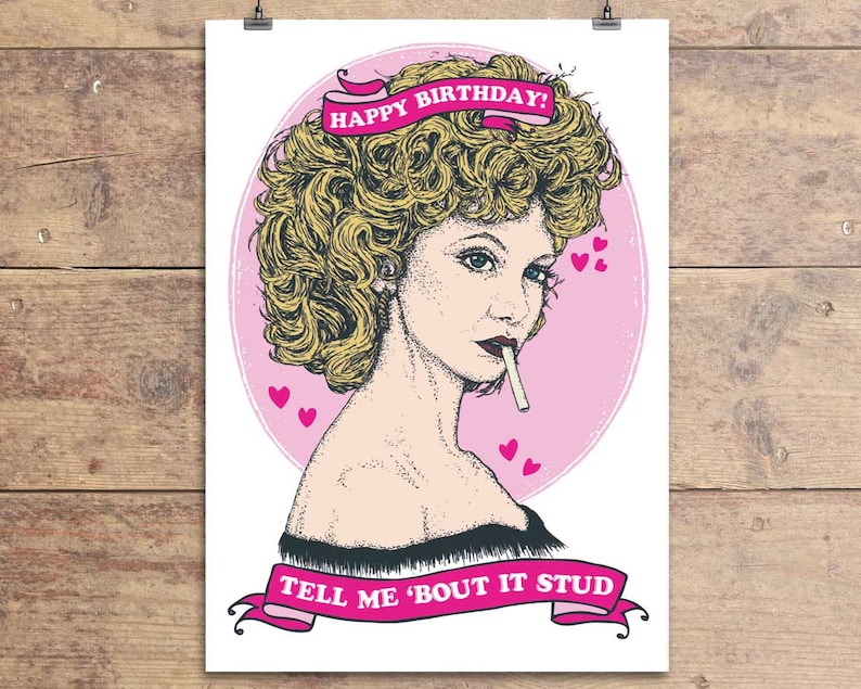 Sandy Grease Movie Greeting Card Happy Birthday Tell Me Etsy