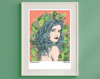 Poster vegetale - Stampa di piante d'appartamento della regina in marmo - Illustrazione botanica della natura