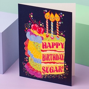 Carte de voeux joyeux anniversaire en sucre