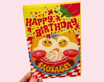 Happy Birthday Sausage Birthday Greeting Card - Full English Breakfast Birthday Card