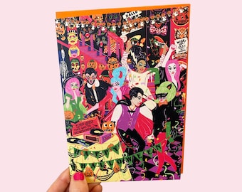 Happy Halloween Greeting Card - Halloween House Party Greeting Card - Costume Party - Fancy Dress