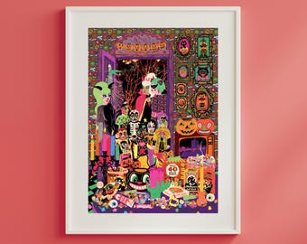 Halloween Costume Party Poster - Halloween Trick or Treat Print - Retro Costume Party - Fancy Dress - Halloween - Christmas