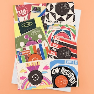 Father's Day Greeting Card - Greatest Dad On Record Card - Vintage Records Card - Birthday