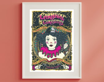 Circus Poster - Vintage Style Carnival Print - Trapezing Clown Print - Birthday - Christmas - Wall Art