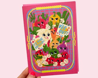 Veg Out It's Your Birthday Greeting Card - Vegetables Birthday Card