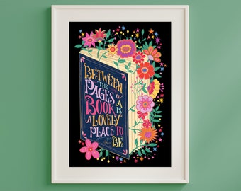 Book Lover Art Print - Pages of a Book Poster - Bookworm Print - Reading Poster - Birthday - Christmas - New Home