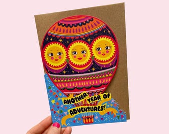 Another Year Of Adventures Cut Out Birthday Greeting Card