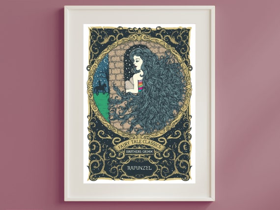 Rapunzel Print Fairy Tale Print Grimms Fairy Tales Poster Book