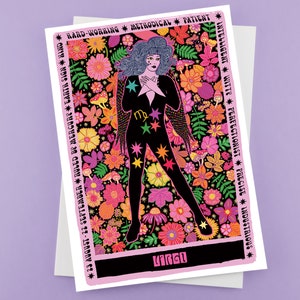 Carte de voeux de tarot Vierge - astrologie - horoscope - carte du zodiaque - cadeau d'anniversaire Vierge
