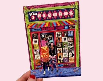 Record Shop Front Postcard - Vinyl Record Postcard - Music Lover Postcard - Birthday - Christmas - Stocking Filler