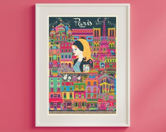 Paris Poster - Paris France Travel Print - Birthday - Christmas Gift
