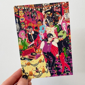 Halloween Postcard -Halloween House Party  Postcard - Costume Party - Fancy Dress