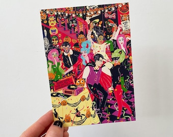 Halloween Postcard -Halloween House Party  Postcard - Costume Party - Fancy Dress