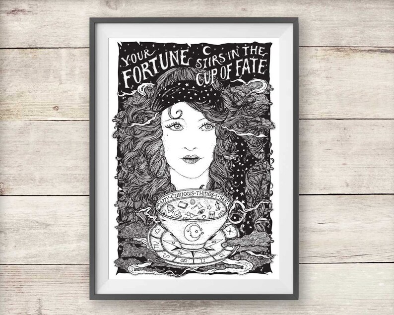 Tea Leaf Reading Fortune Teller Print | Etsy