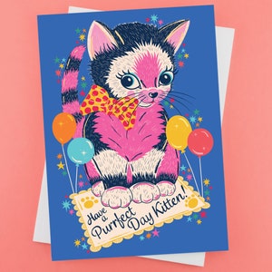 Carte d'anniversaire chaton Purrfect Day - Carte d'anniversaire chat